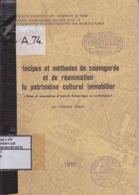 Image of Principes Et Methodes De Sauvegarde Et De Reanimation Du Patrimoine Culturel Immobilier (Sites Et Ensembles D'interet Historique Ou Artistique)