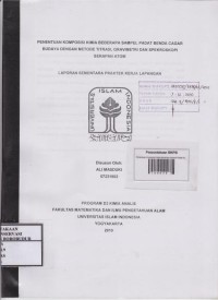 Image of Penentuan Komposisi Kimia Beberapa Sampel Padat Benda Cagar Budaya dengan Metode Titrasi, Gravimetri dan Spekroskopi Serapan Atom
