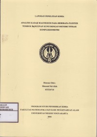 Image of Analisis Kadar Magenesium pada Beberapa Plester Tembok Bangunan Kuno dengan Metode Titrasi Kompleksometri