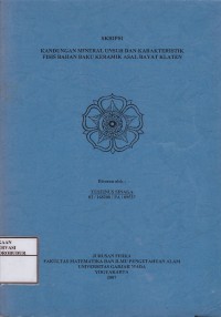 Image of Kandungan Mineral Unsur dan Karakteristik Fisis Bahan Baku Keramik Asal Bayat Klaten
