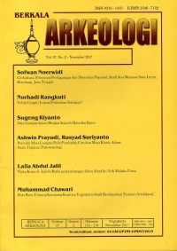Image of Berkala arkeologi Vol.37 No.2 November 2017 : Globalisasi, pelayaran-perdagangan dan diversitas populasi:studi sisa manusia situs leran rembang Jawa Tengah, Teluk cengal:lokasi pelbuhan sriwijaya?, Situs liangan dalam bingkai sejarah mataram kuno, Penyakit masa lampau pada penduduk carban masa klasik-islam:suatu tinjauan paleopatologi, Nisan kuna di:Jailolo bukti perkembangan islam abad ke-18 di maluku utara, Data baru tentang kampung kauman yogyakarta studi berdasarkan temuan artefaktual