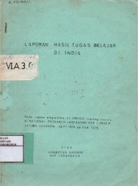 Image of Laporan hasil tugas belajar di India