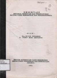 Image of Observasi retakan, sementasi dan pengelupasan batuan candi borobudur dan penanganannya