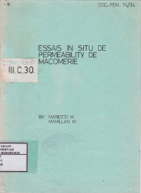 Image of Essais In Situ De Permeability De Macomerie