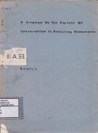 Image of A Proposal On The Aspects of Conservation In Restoring Monuments