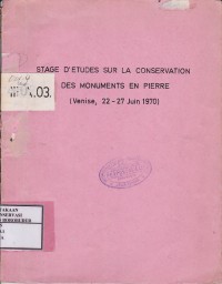 Image of Stage D'Etudes Sur La Conservation Des Monuments En Pierre
