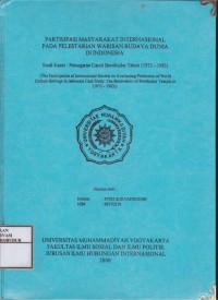 Image of Partisipasi Masyarakat Internasional pada Pelestarian Warisan Budaya Dunia di Indonesia