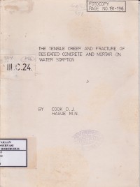 Image of The Tensile Creep and Fracture of Desicated Concrete and Mortar On Water Sorption