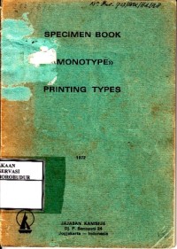 Image of Specimen Book Monotype Printing Types