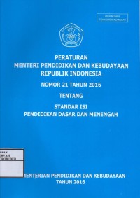 Image of Peraturan menteri pendidikan dan kebudayaan republik indonesia nomor 21 tahun 2016 tentang standar isi pendidikan dasar dan menengah